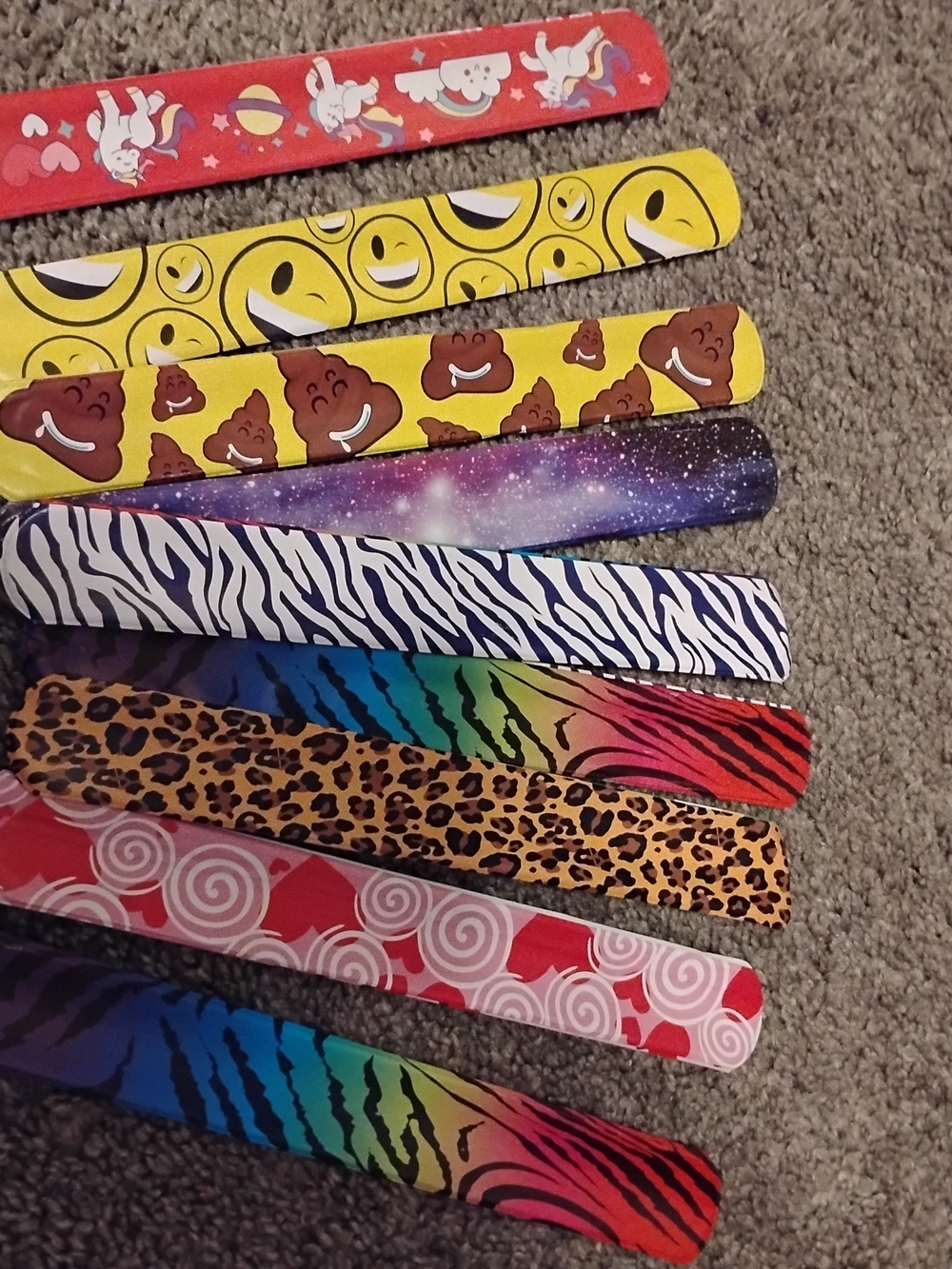 Kids Colorful Patterned Slap Bracelets - Assorted Colors